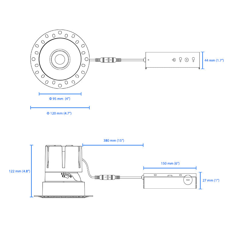Trimless 4inch 12W Adjustable IC Rated LED Recessed Pot Light