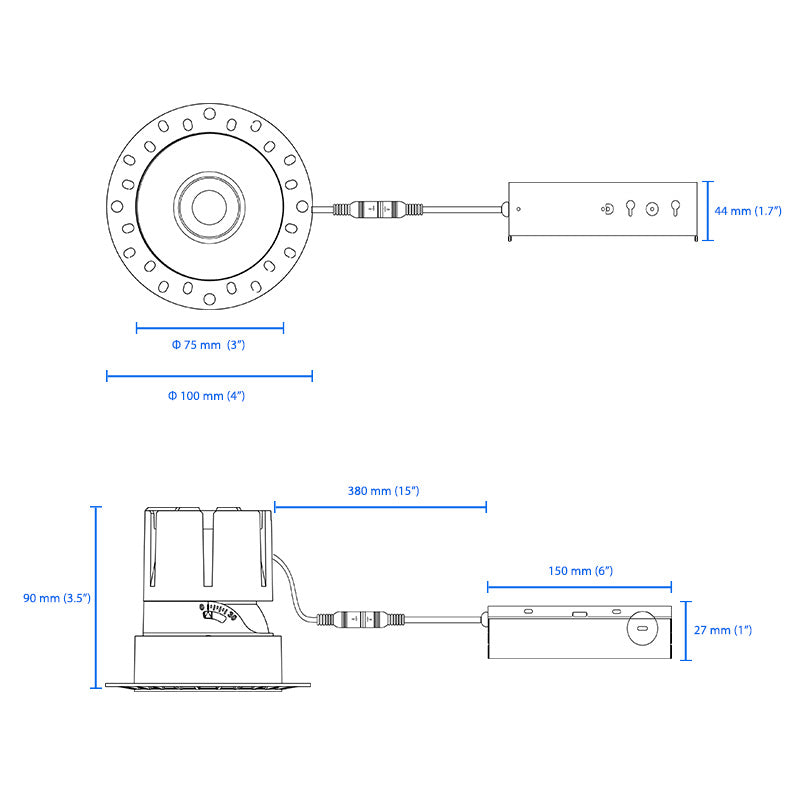 Anti Glare Trimless 3inch Adjustable IC Rated LED Pot Light 7W