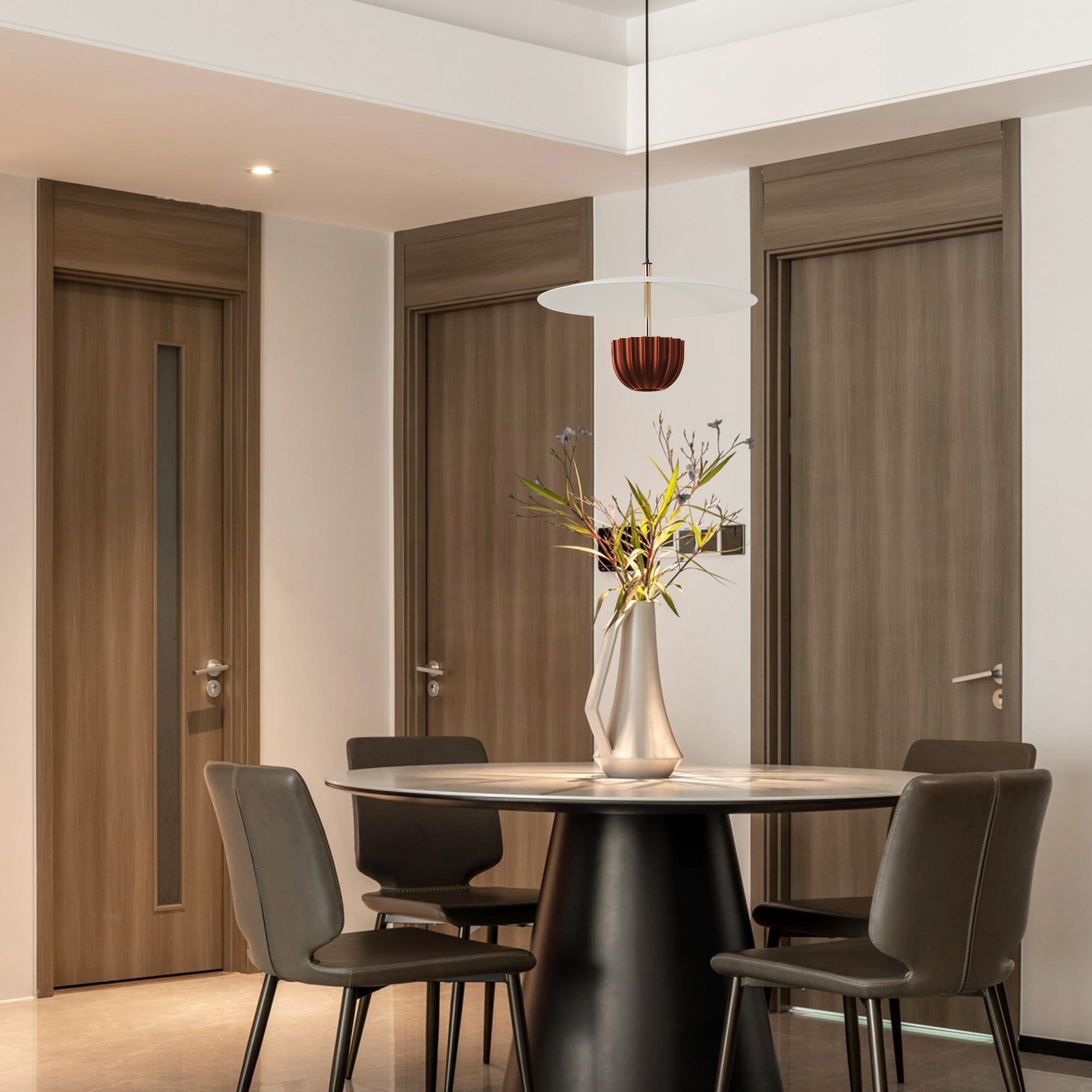 Round Red kitchen island led pendant light
