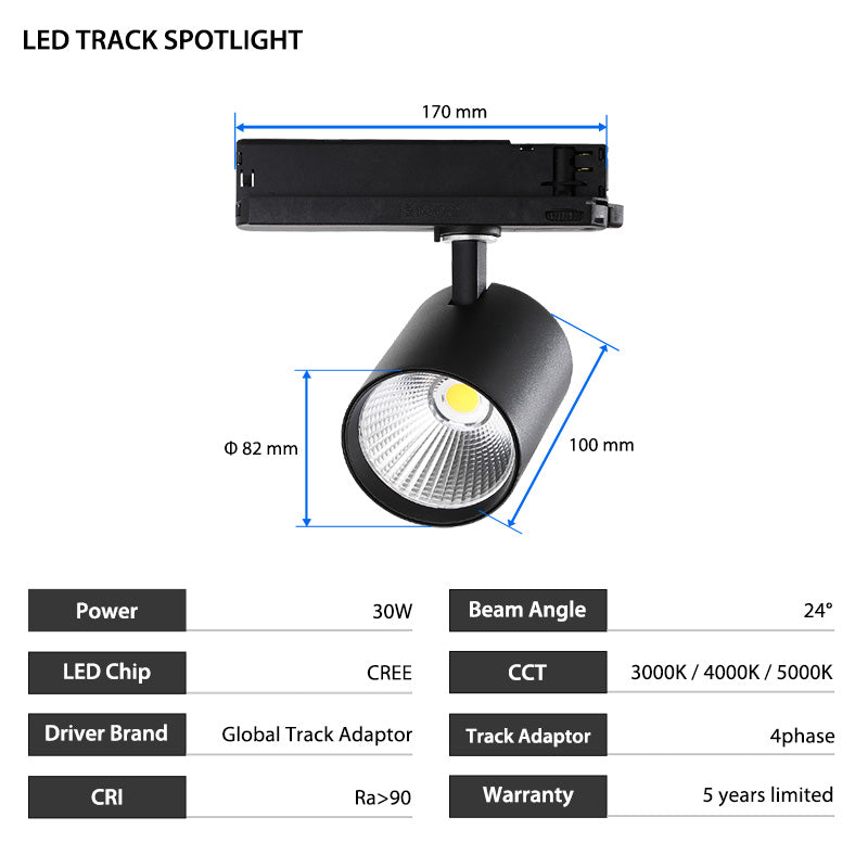 High Voltage 120V 30W Halo Track Rail Compatible COB Track Light