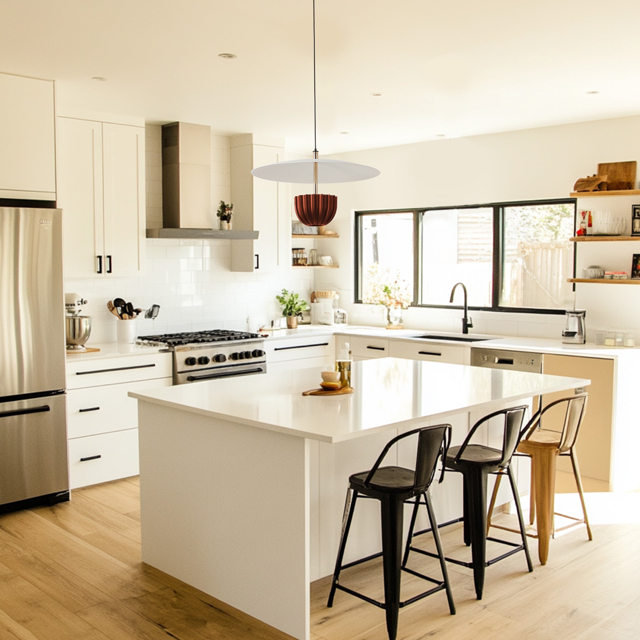 Round Red kitchen island led pendant light