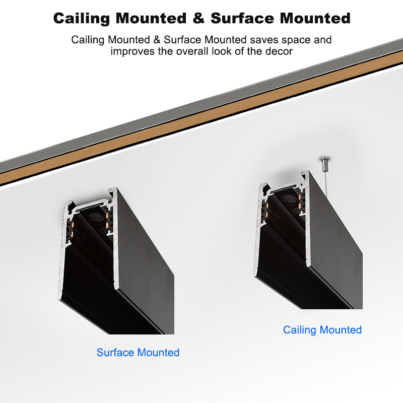 3.3ft 1000mm Length Surface Mount Suspension 48V Magnetic Track Rail