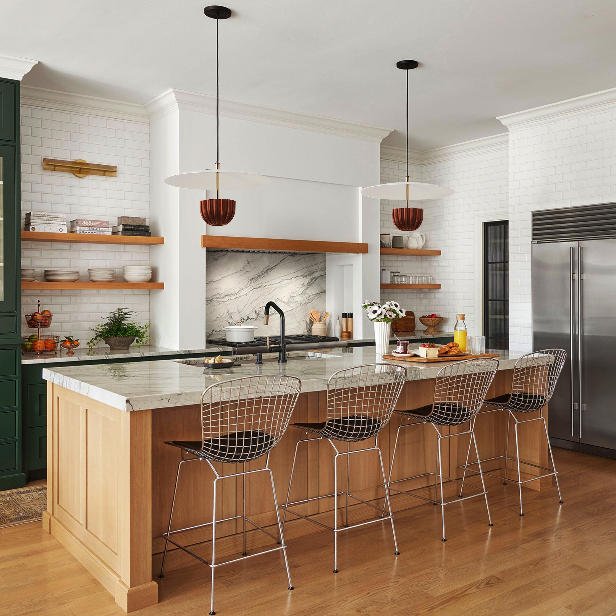 Round Red kitchen island led pendant light
