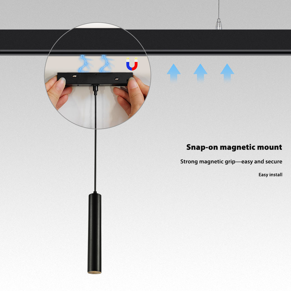 48V magnetic 5w black cylindrical led column pedant light
