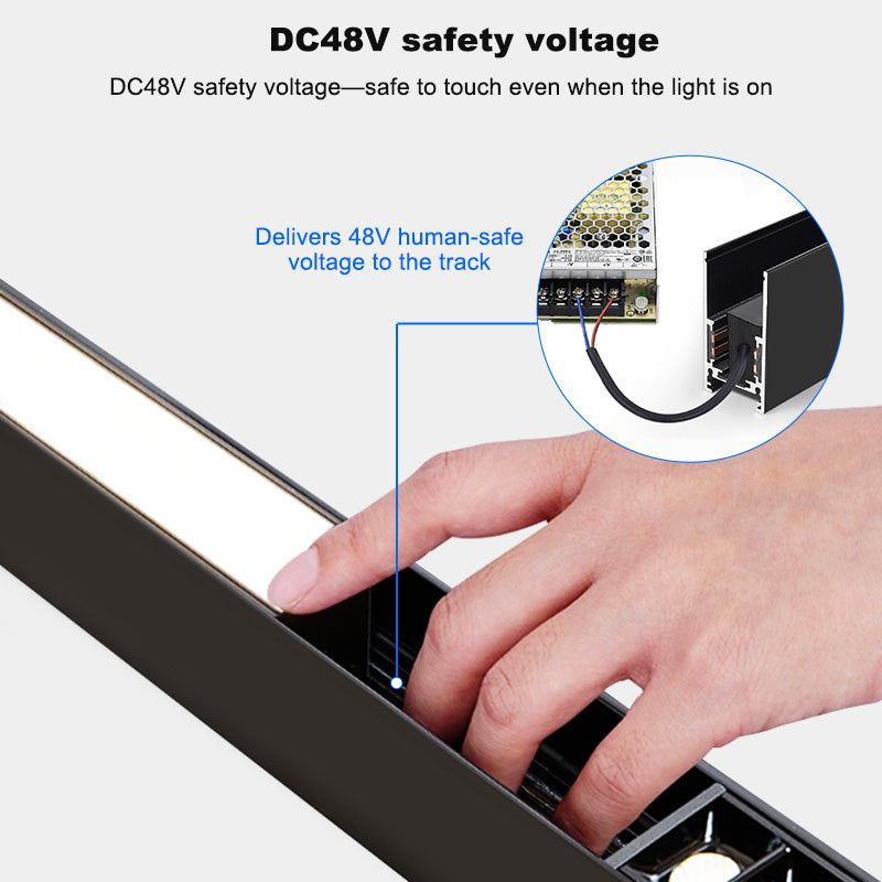3.3ft 1000mm Length Surface Mount Suspension 48V Magnetic Track Rail