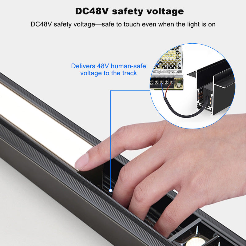 6.5ft 2000mm Length Recessed 48V Magnetic Track Rail