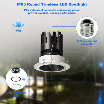 7W 3inch Waterproof Adjustable Trimless CREE LED Recessed Pot Light