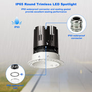 12W 4inch Waterproof Trimless CREE LED Recessed Pot Light with IC
