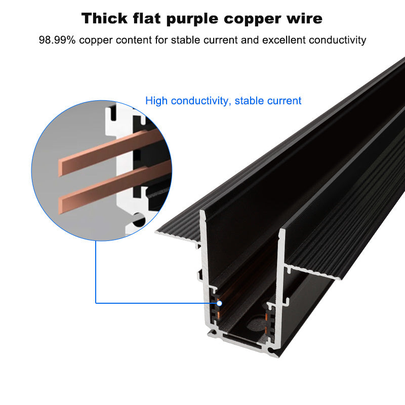 6.5ft 2000mm Length Recessed 48V Magnetic Track Rail